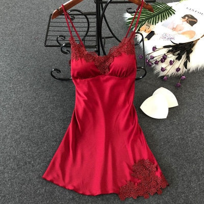 Lencería sexy para mujer camisón de seda