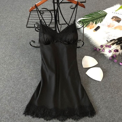 Lencería sexy para mujer camisón de seda