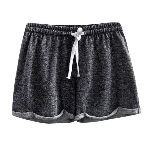 Pantalones cortos casuales sólidos de poliéster de cintura alta casuales deportivos