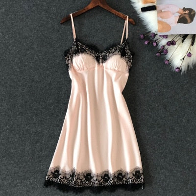 Lencería sexy para mujer camisón de seda