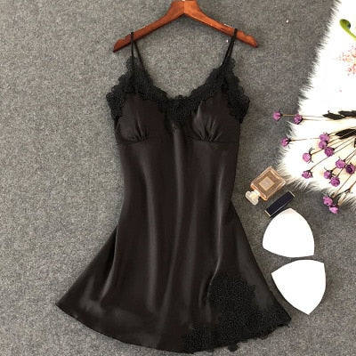 Lencería sexy para mujer camisón de seda