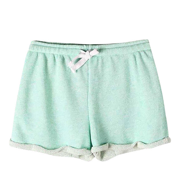 Pantalones cortos casuales sólidos de poliéster de cintura alta casuales deportivos