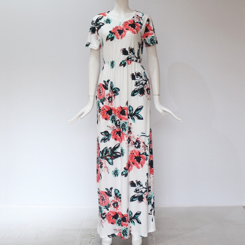 Vestido largo largo para mujer Vestido estampado floral de verano