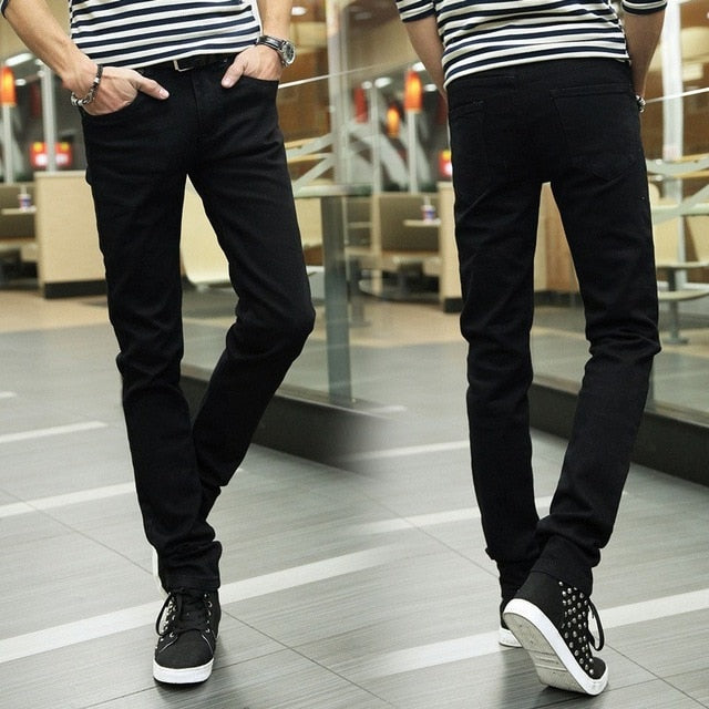 Pantalones de mezclilla flacos con cintura elástica