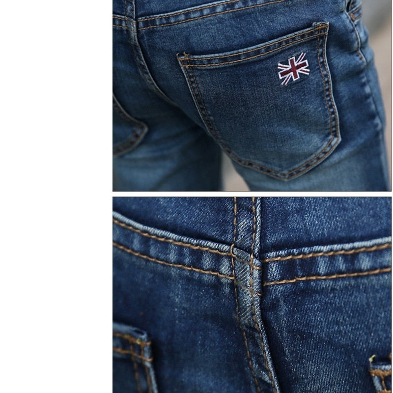 Pantalones de mezclilla flacos con cintura elástica