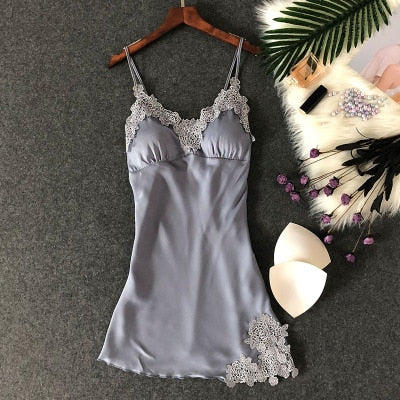 Lencería sexy para mujer camisón de seda