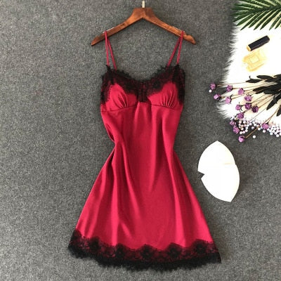 Lencería sexy para mujer camisón de seda