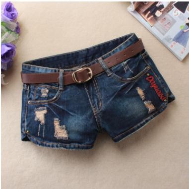 Mini shorts con agujeros de remache para mujer Shorts de cintura baja