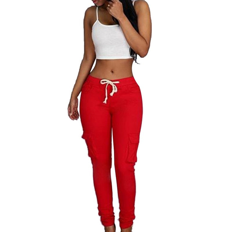 Pantalones de talla grande para mujer con cordón