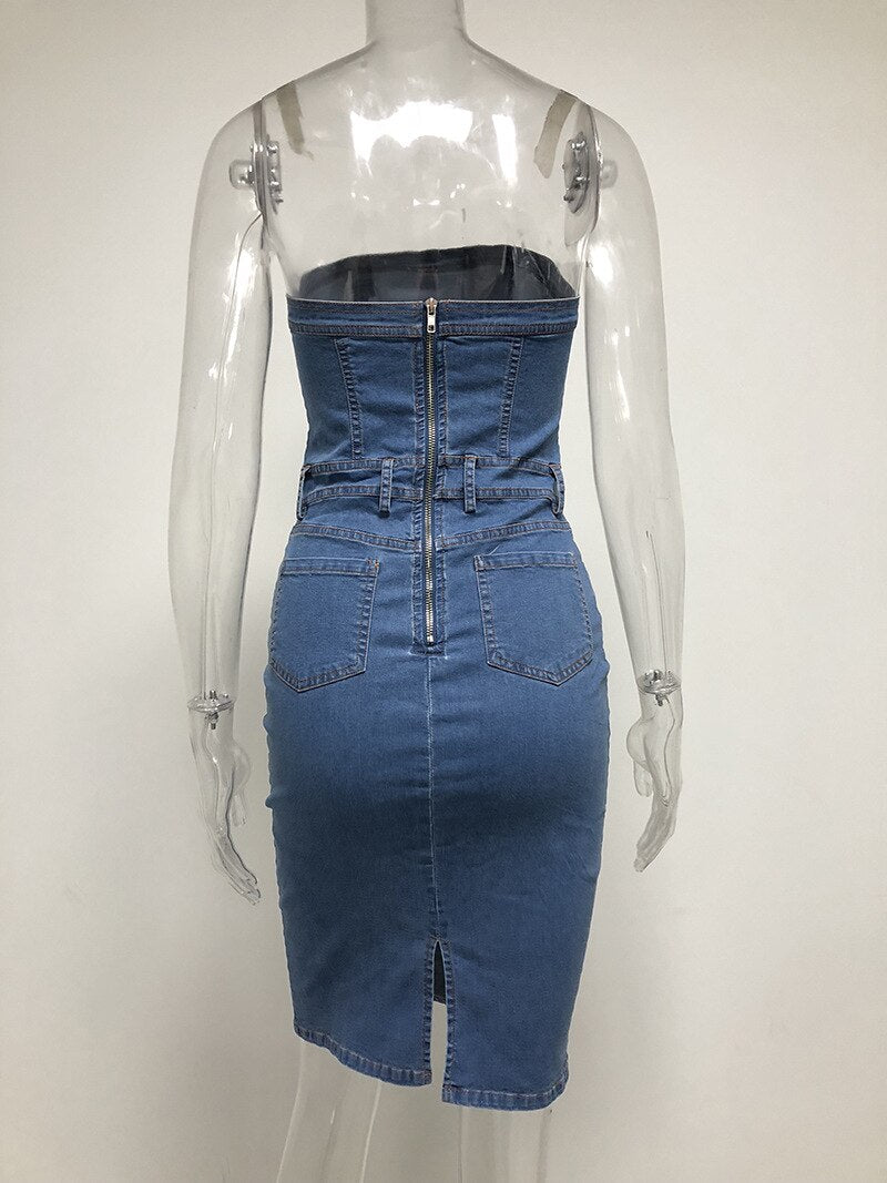 Vestido de mezclilla sin mangas para mujer