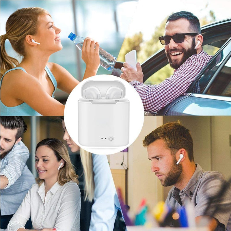 Audifonos Bluetooth estéreo con caja de carga Micrófono para teléfonos inteligentes