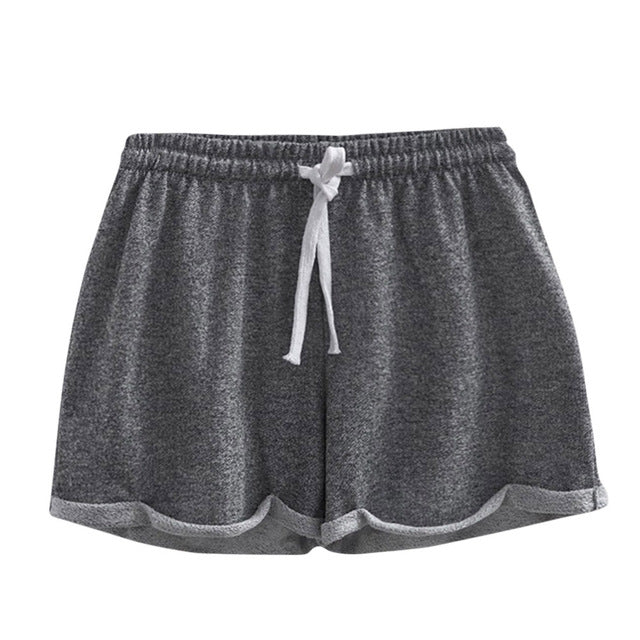 Pantalones cortos casuales sólidos de poliéster de cintura alta casuales deportivos
