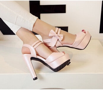 High-heeled Fish Mouth Shoes Bow Sexy