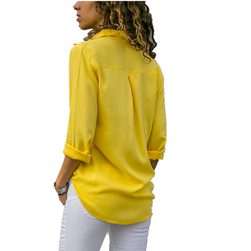 Blusa con cuello en V sólido de manga larga