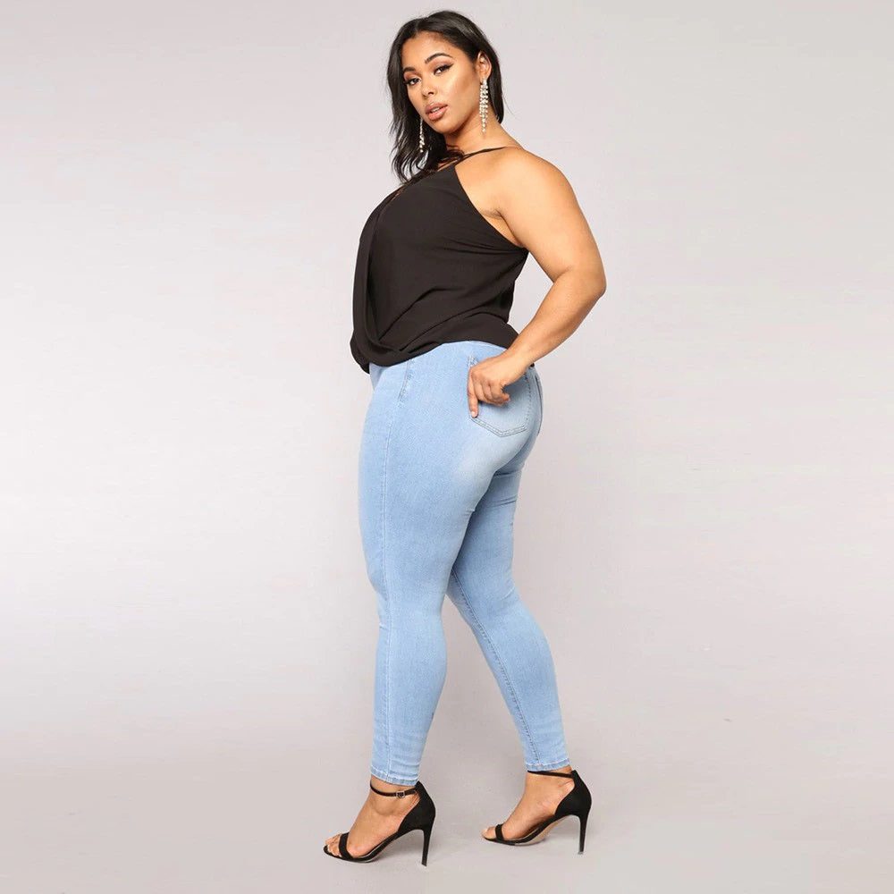 Jeans de cintura alta para mujer talla grande