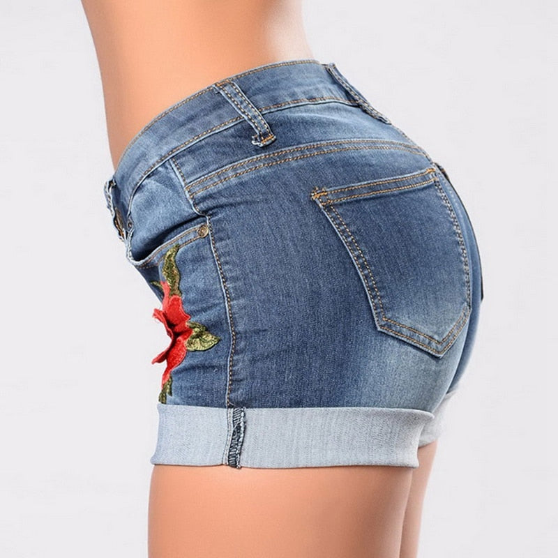 Pantalones cortos de bordado floral para chicas