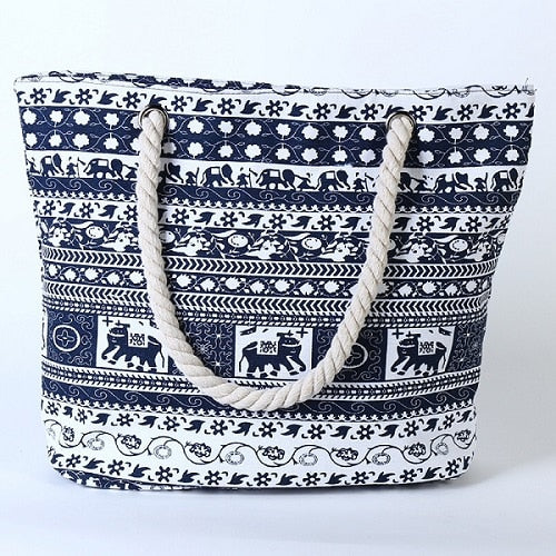 Fashion Canvas Casual Bags for Women Handbag Shoulder Bags Elephant Flower Pattern