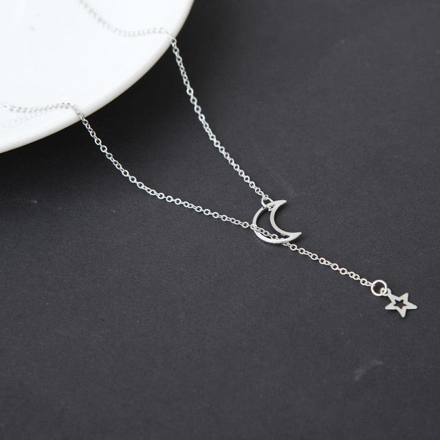 Fashion Moon Star Pendant Choker Necklace
