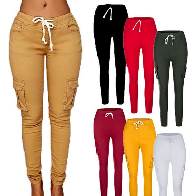 Pantalones de talla grande para mujer con cordón